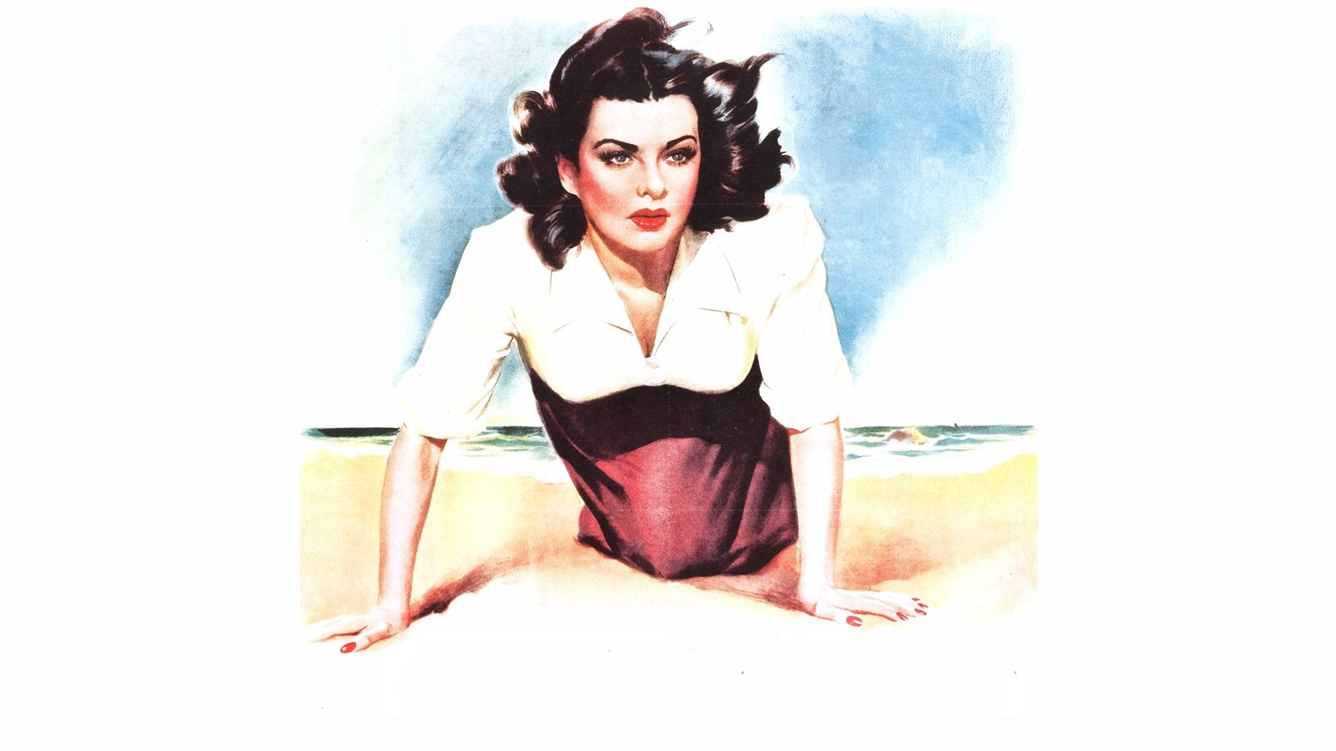 The Woman on the Beach Background