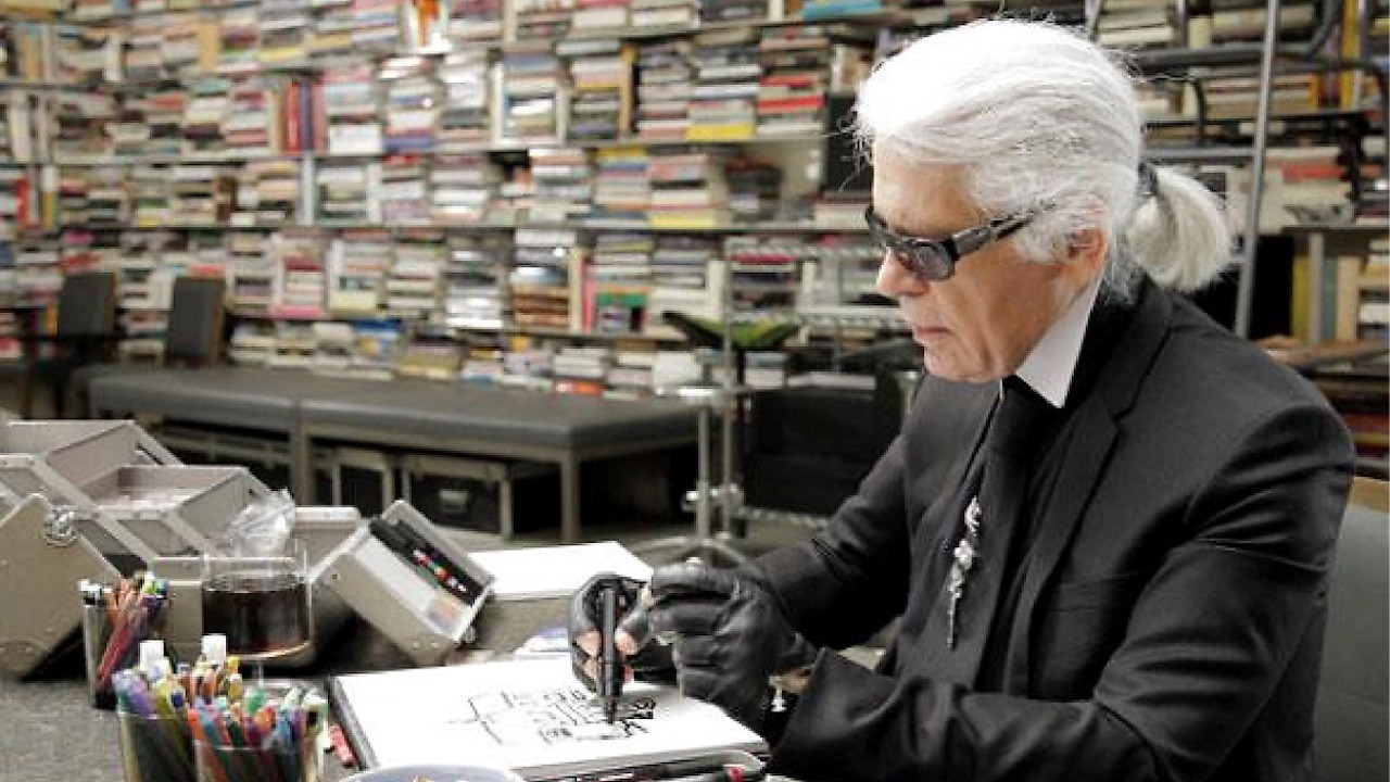 Karl Lagerfeld Sketches His Life Background