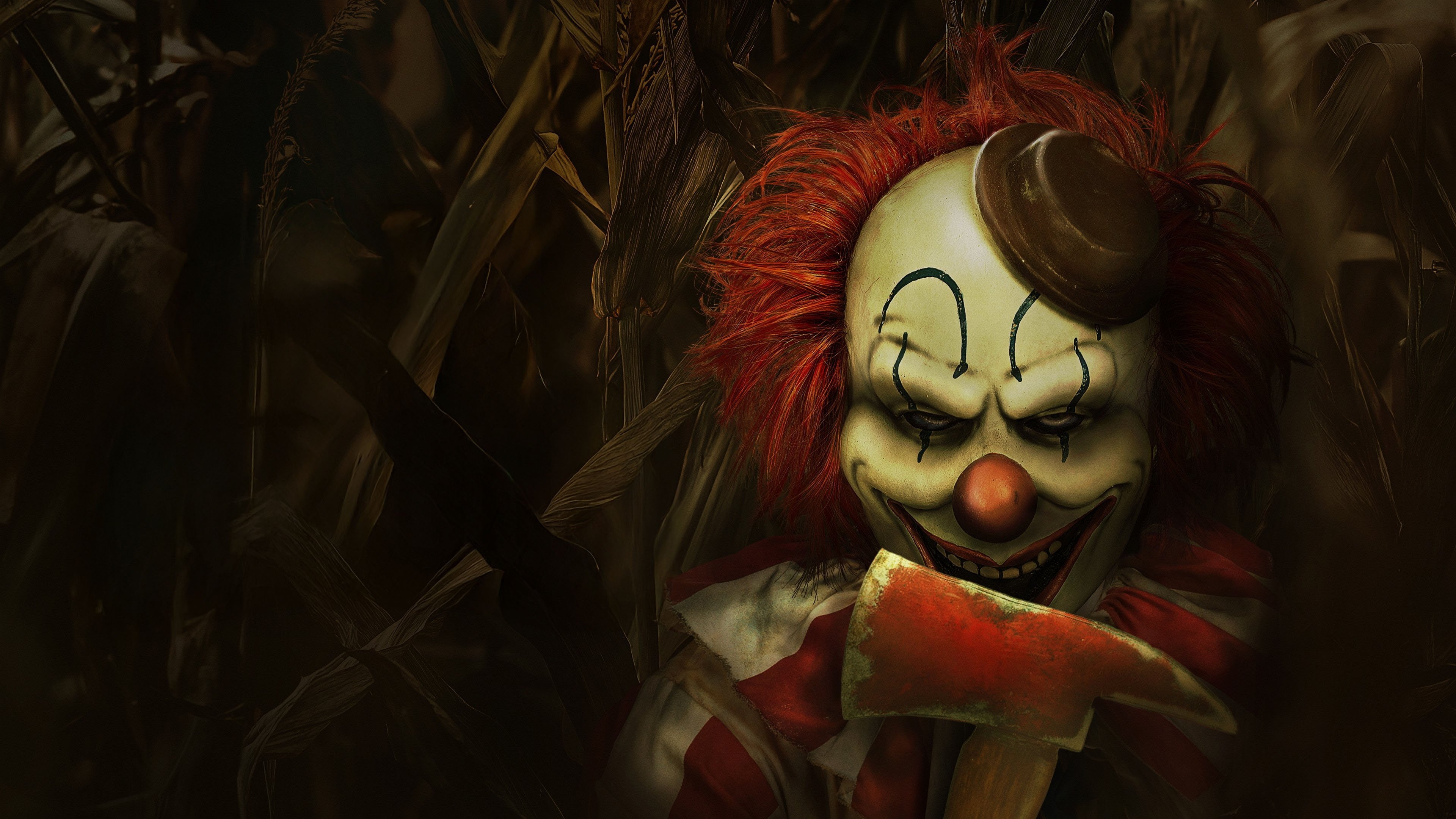 Clown in a Cornfield Background