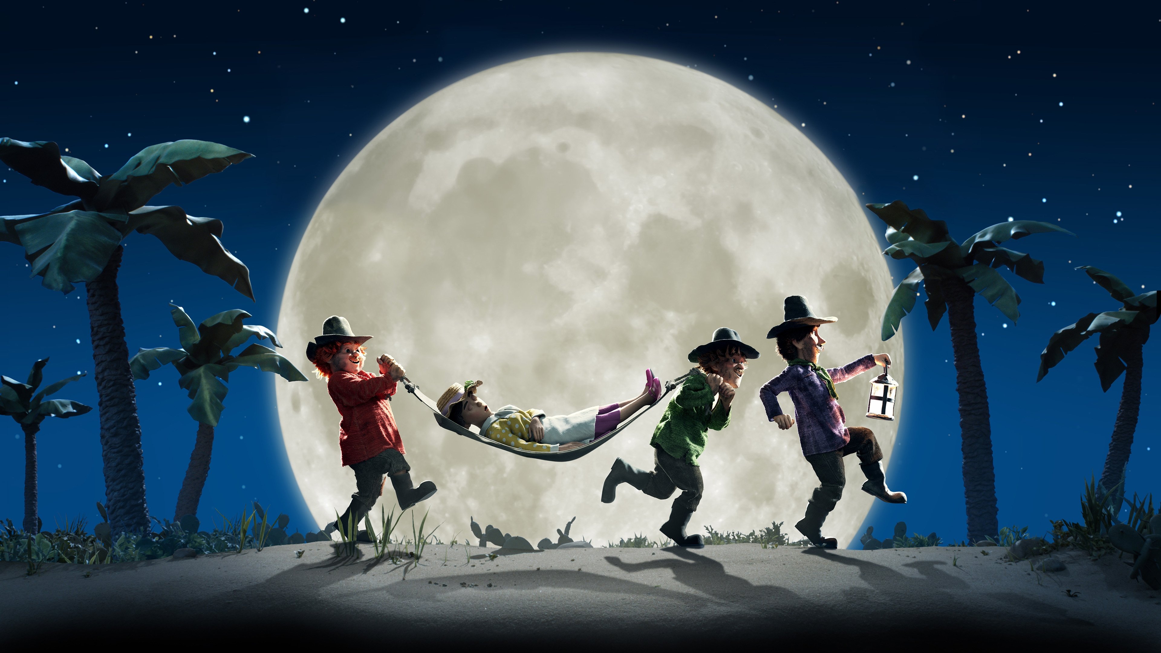 Three Robbers and a Lion Background